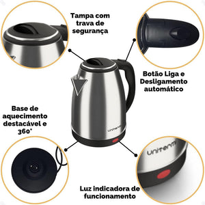 Chaleira Elétrica Jarra Unitermi Atacama 1.8 Lts 1200w 220v / 1.8L / INOX