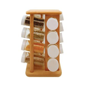 Organizador de temperos giratório keep bambu 17 peças