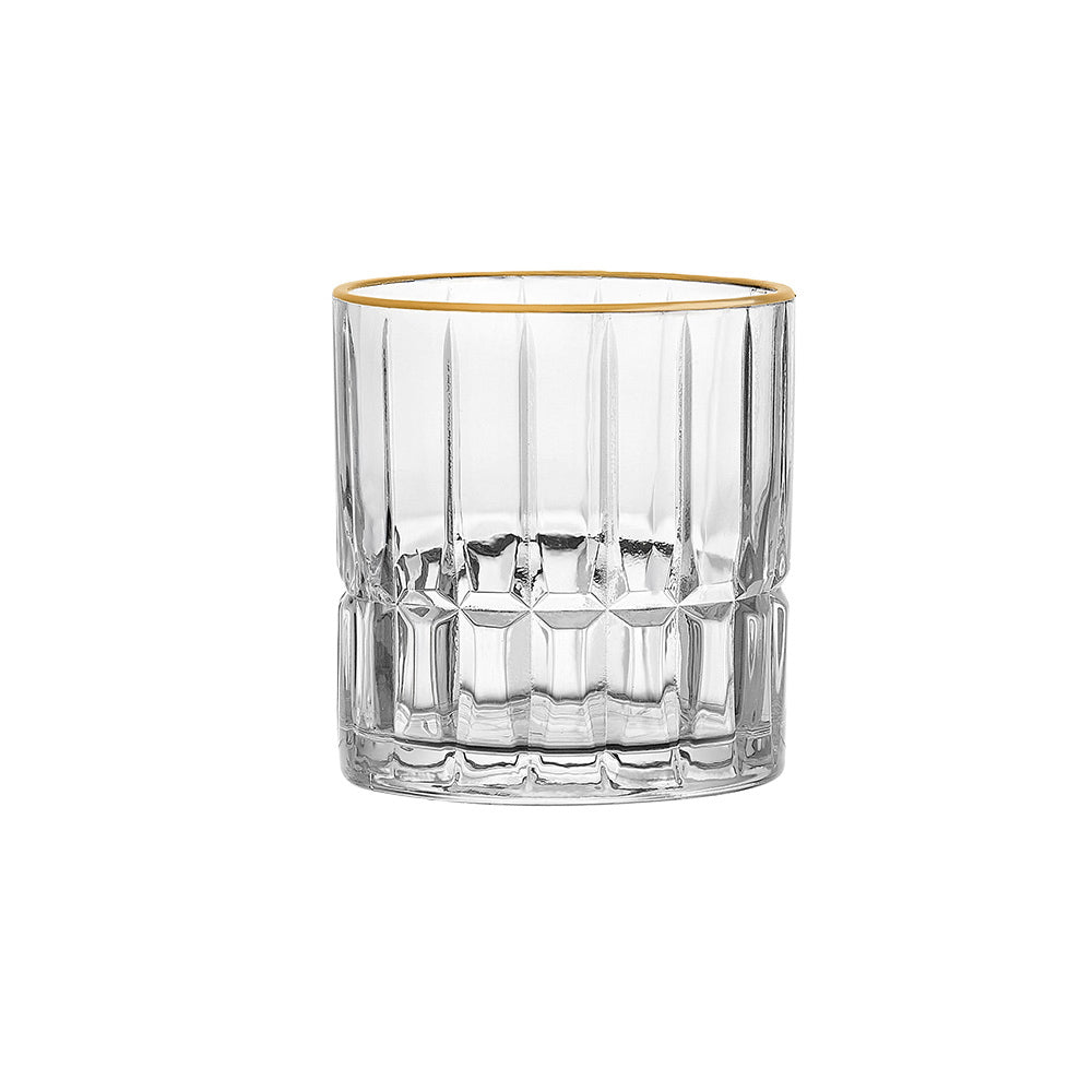 Jogo de Copos Baixos Com Borda Dourada 310ml – 6 Peças Cristalle Hauskraft