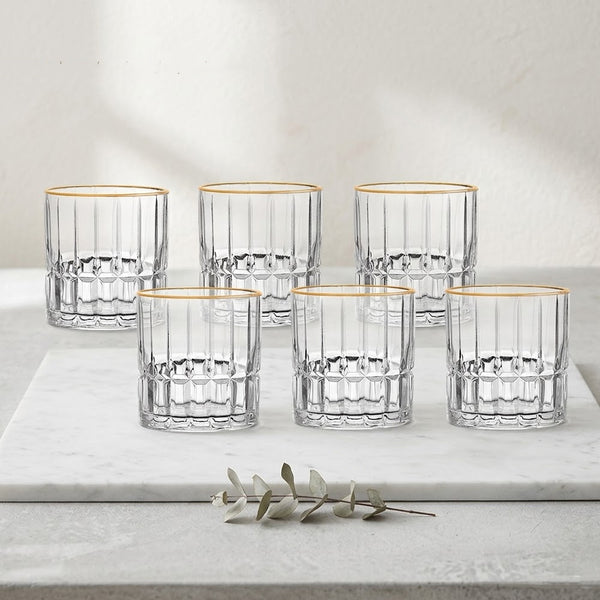 Jogo de Copos Baixos Com Borda Dourada 310ml – 6 Peças Cristalle Hauskraft