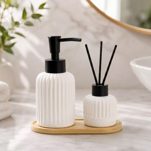 Kit Banheiro Lavabo 3 Peças com Difusor Aromatizador e Bandeja DolceHome