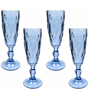 Jogo De Taças Para Champanhe Stella Azul 170ml - 4 Peças