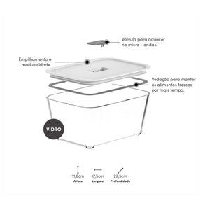 Pote De Vidro Hermético Fresh Lock Branco Ou 2400ml