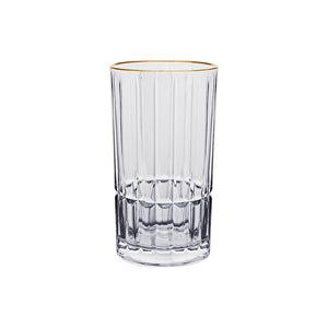 Jogo Long Drink De Vidro Cristalle Com Borda Dourada 385ml – 6 Peças