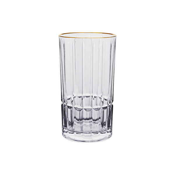 Jogo Long Drink De Vidro Cristalle Com Borda Dourada 385ml – 6 Peças