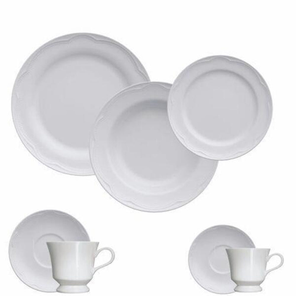 Aparelho de Jantar, Chá, Café e Sobremesa 42 Peças Germer em Porcelana - Branco