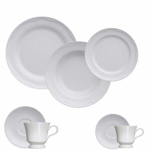 Aparelho de Jantar, Chá, Café e Sobremesa 42 Peças Germer em Porcelana - Branco